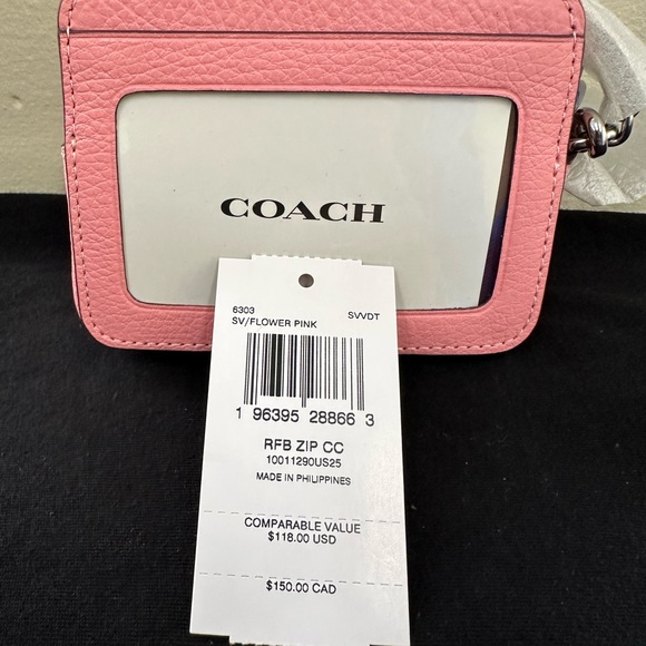 Coach Flower Pink Zip Card Case - Picture 8 of 9